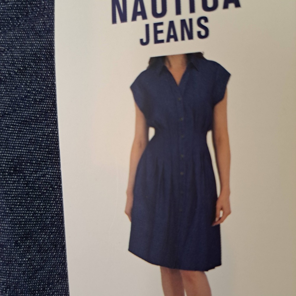 Nautica Jeans Womens Shirt Dress L Dark Blue NWT Denim Button Front 1627-420